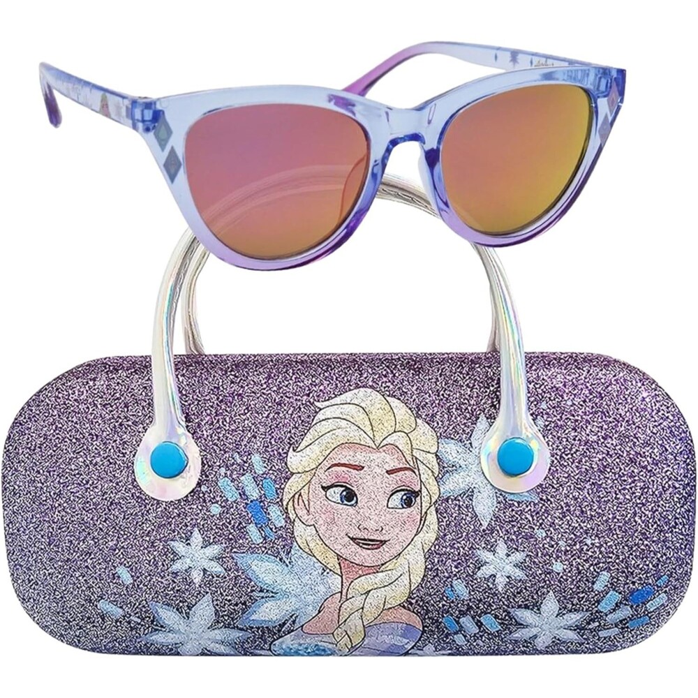 Disney Frozen Elsa Girls Blue Cat Eye Sunglasses *Case Included*